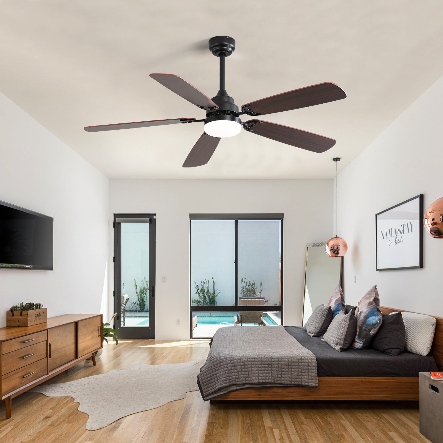 52 in. Indoor Reversible AC Motor Crystal Chandelier Ceiling Fan with Light and Remote Control