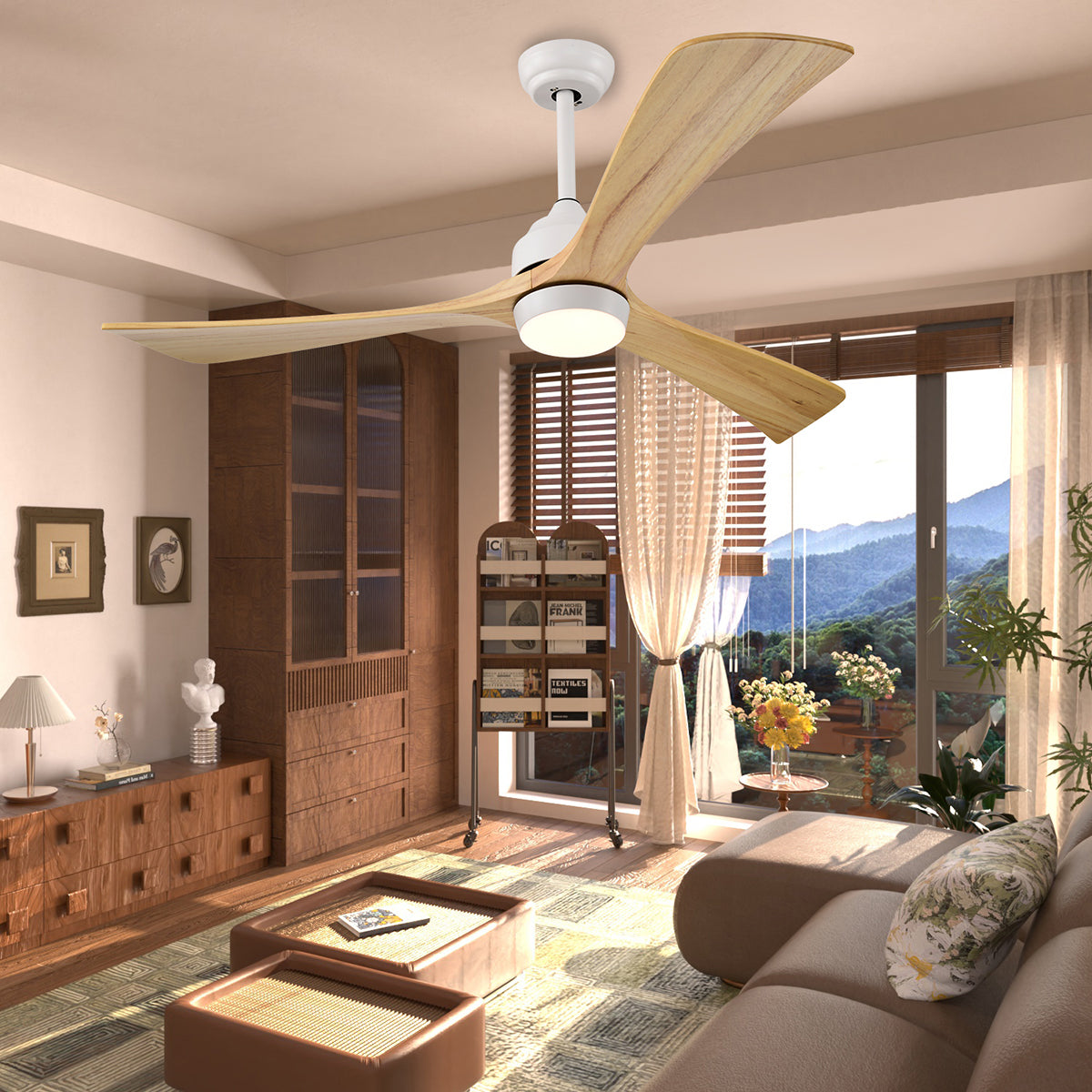 52 in. Indoor/Outdoor DC Motor Ceiling Fan with Adjustable Integrated LED Lights and Remote Control