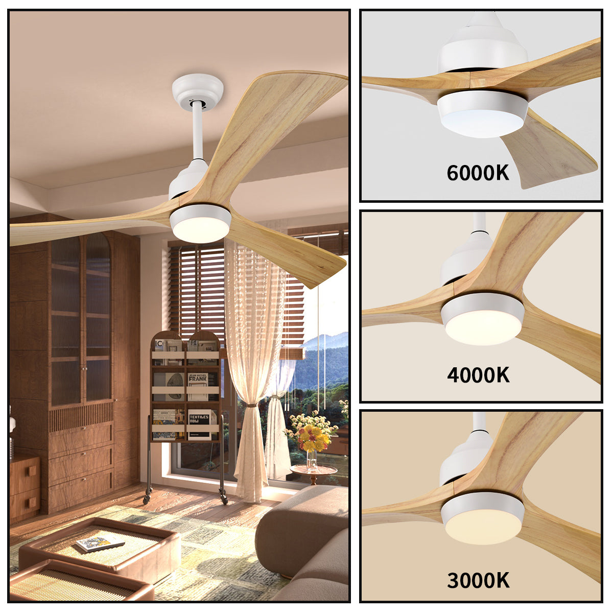 52 in. Indoor/Outdoor DC Motor Ceiling Fan with Adjustable Integrated LED Lights and Remote Control