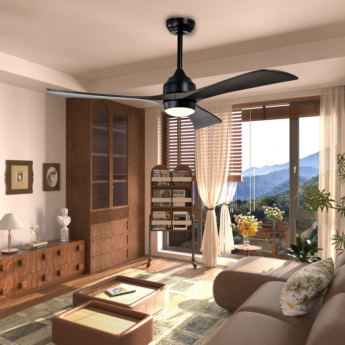 52 in. Indoor/Outdoor DC Motor Ceiling Fan with Adjustable Integrated LED Lights and Remote Control