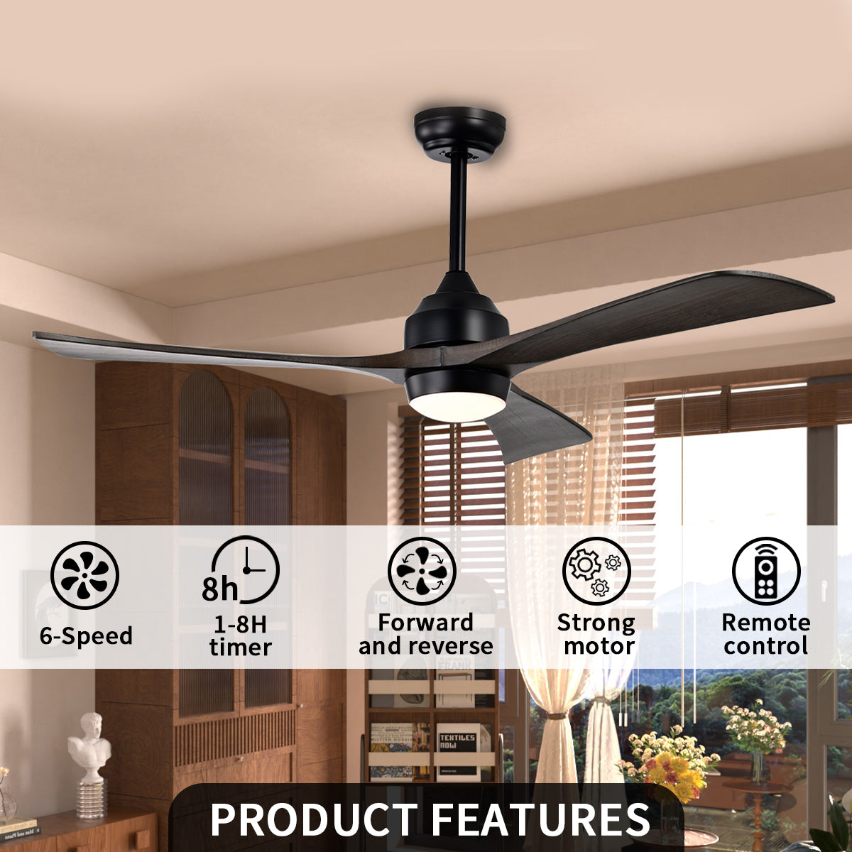 52 in. Indoor/Outdoor DC Motor Ceiling Fan with Adjustable Integrated LED Lights and Remote Control