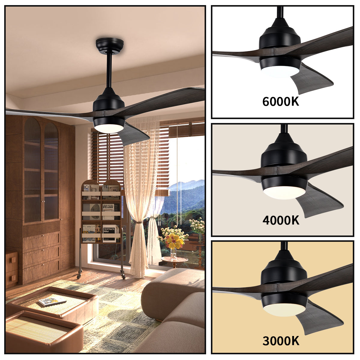 52 in. Indoor/Outdoor DC Motor Ceiling Fan with Adjustable Integrated LED Lights and Remote Control