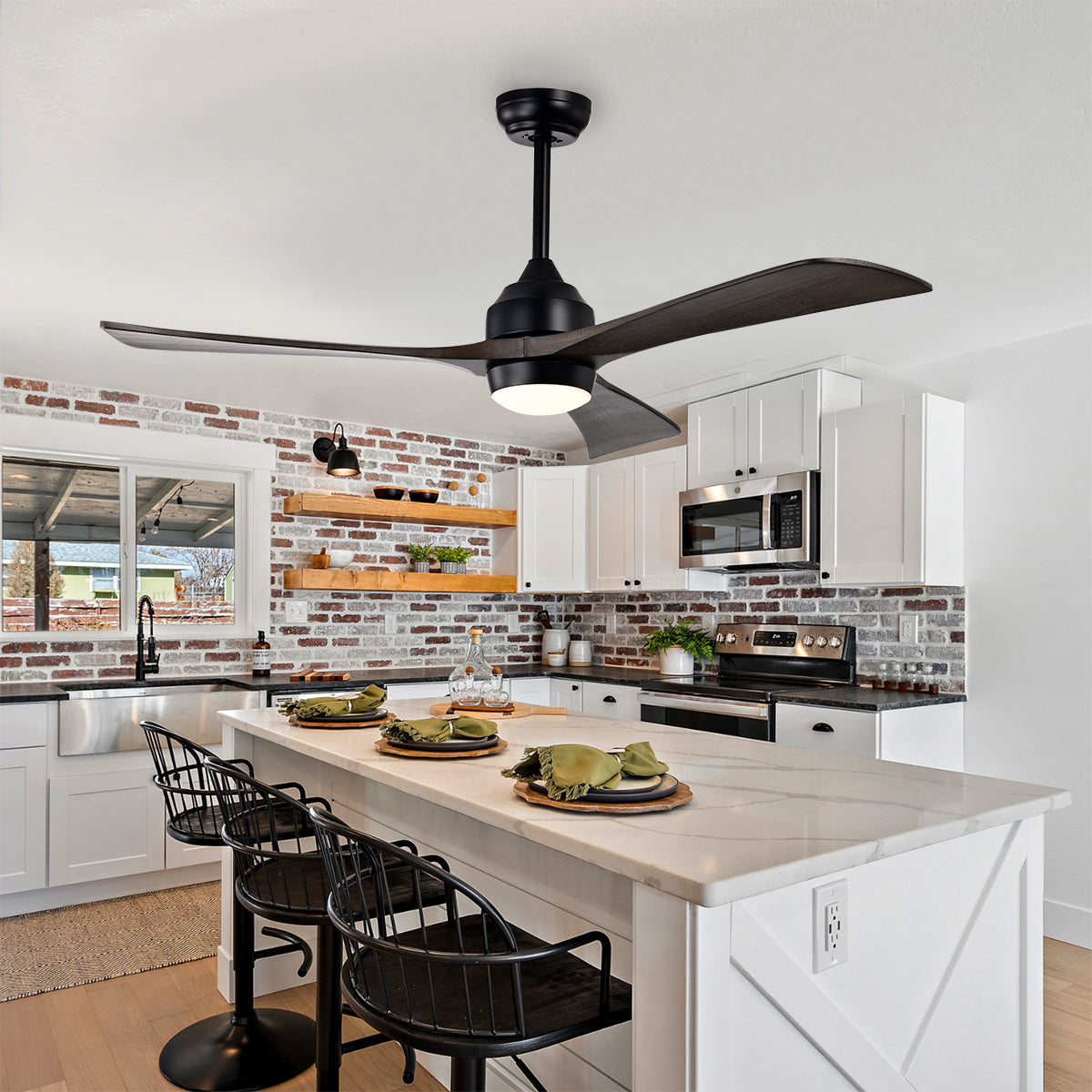 52 in. Indoor/Outdoor DC Motor Ceiling Fan with Adjustable Integrated LED Lights and Remote Control