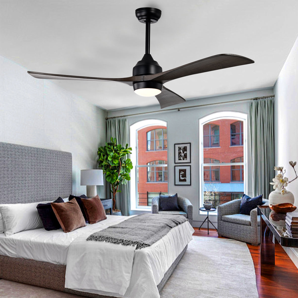 52 in. Indoor/Outdoor DC Motor Ceiling Fan with Adjustable Integrated LED Lights and Remote Control