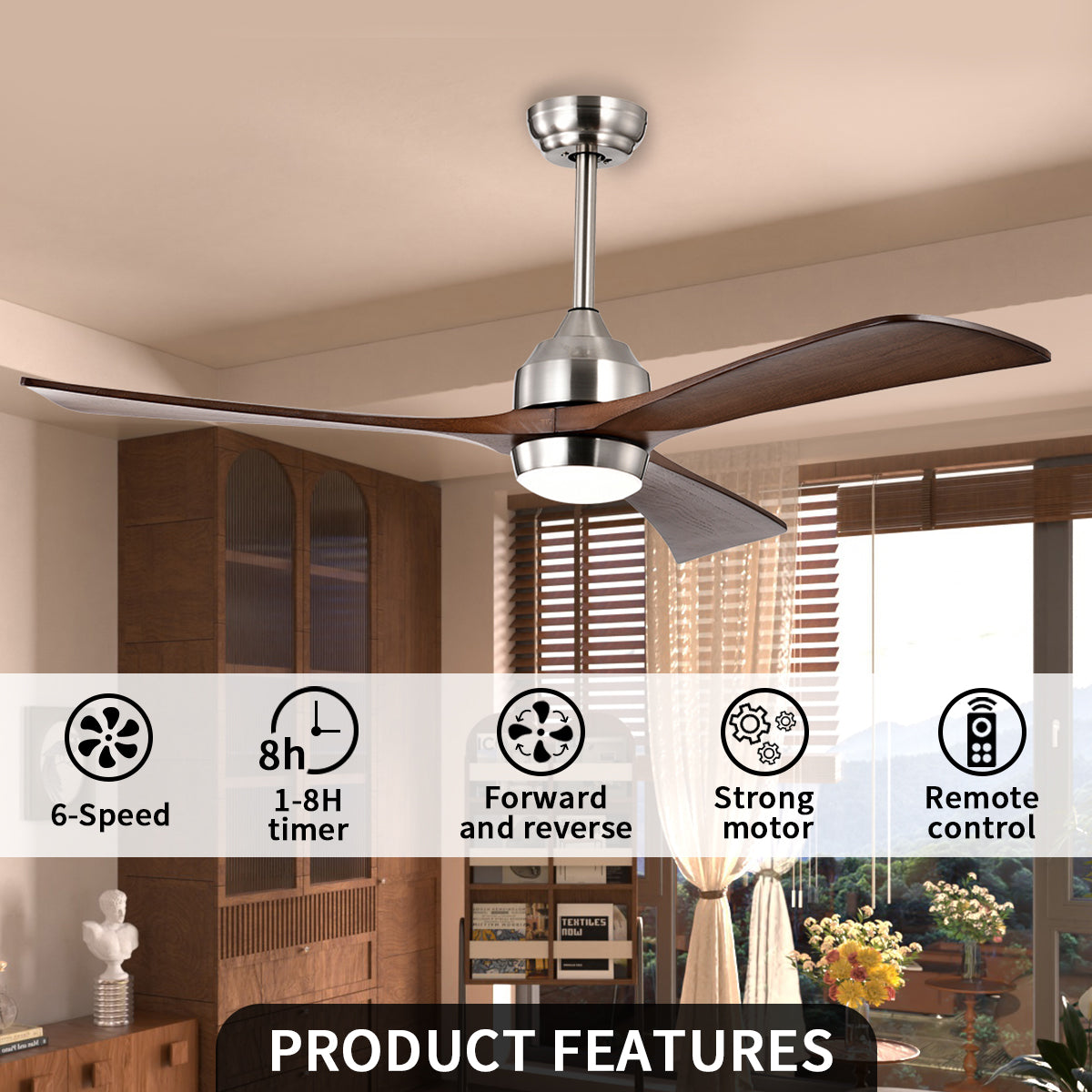 52 in. Indoor/Outdoor DC Motor Ceiling Fan with Adjustable Integrated LED Lights and Remote Control