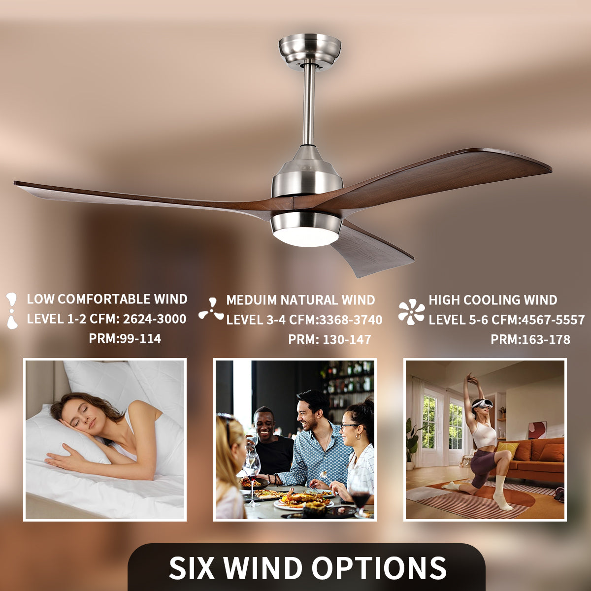 52 in. Indoor/Outdoor DC Motor Ceiling Fan with Adjustable Integrated LED Lights and Remote Control
