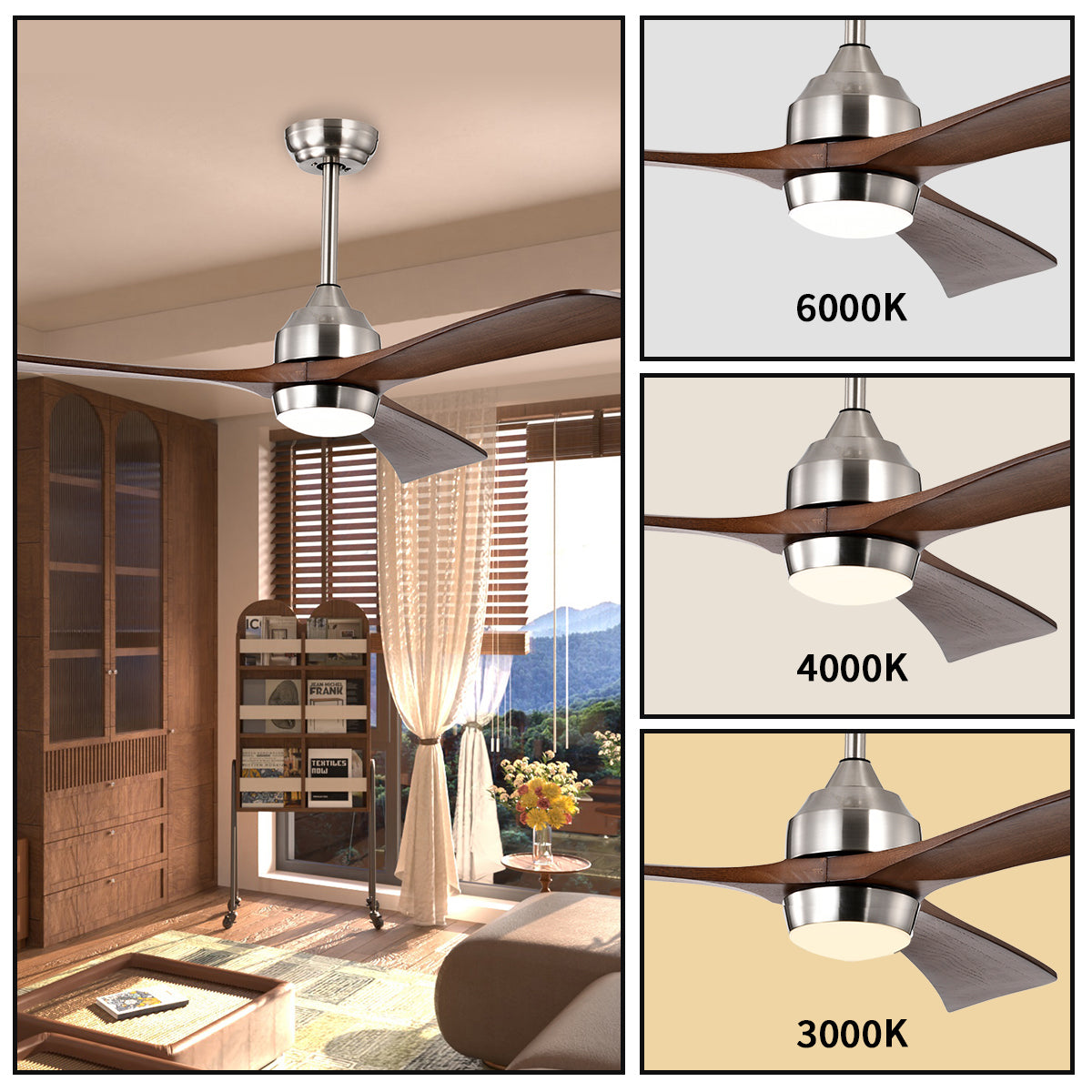 52 in. Indoor/Outdoor DC Motor Ceiling Fan with Adjustable Integrated LED Lights and Remote Control