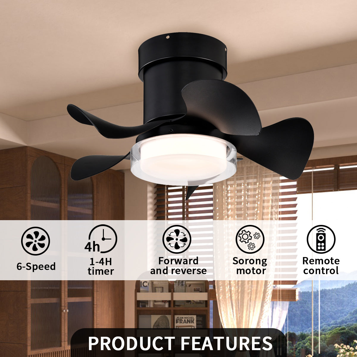 21 in. Modern 5-Blade Indoor Ceiling Fan with Quiet Reversible DC Motor for Bedroom or Living Room