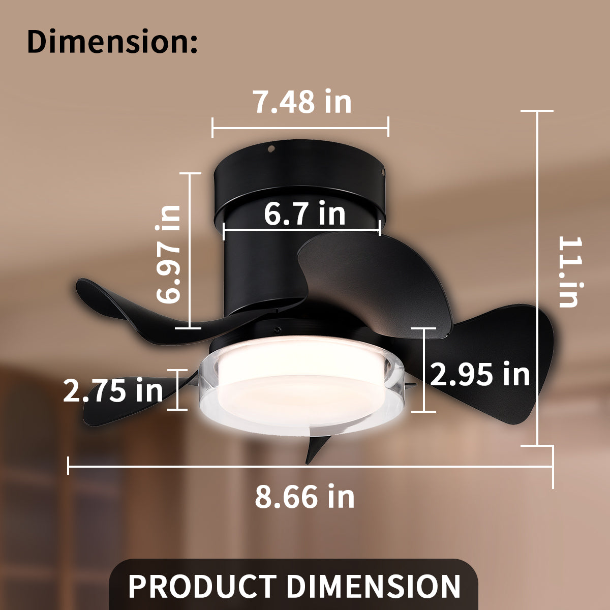 21 in. Modern 5-Blade Indoor Ceiling Fan with Quiet Reversible DC Motor for Bedroom or Living Room