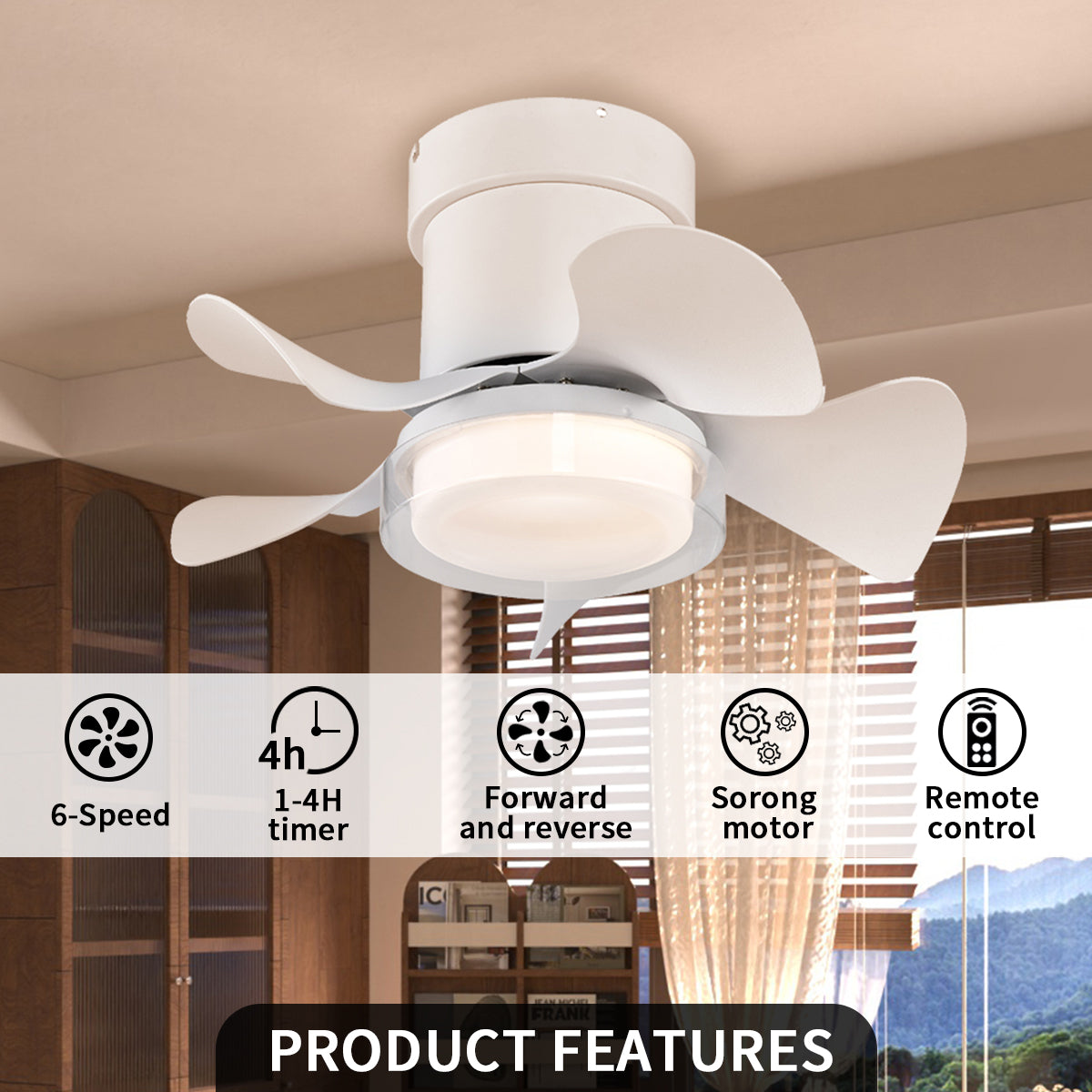 21 in. Modern 5-Blade Indoor Ceiling Fan with Quiet Reversible DC Motor for Bedroom or Living Room
