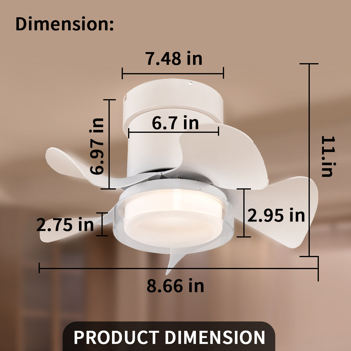 21 in. Modern 5-Blade Indoor Ceiling Fan with Quiet Reversible DC Motor for Bedroom or Living Room