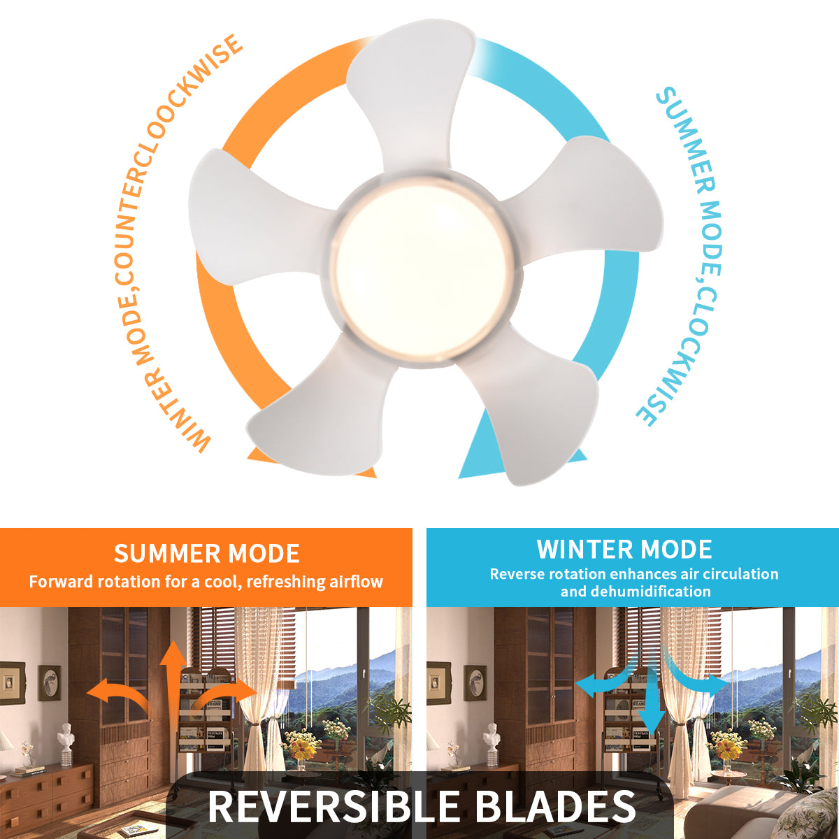 21 in. Modern 5-Blade Indoor Ceiling Fan with Quiet Reversible DC Motor for Bedroom or Living Room