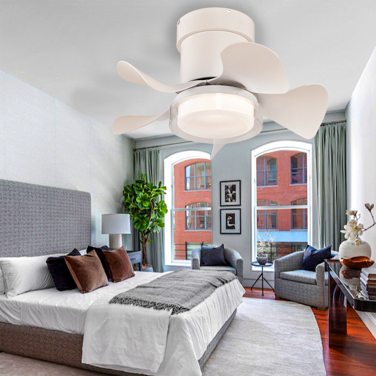 21 in. Modern 5-Blade Indoor Ceiling Fan with Quiet Reversible DC Motor for Bedroom or Living Room