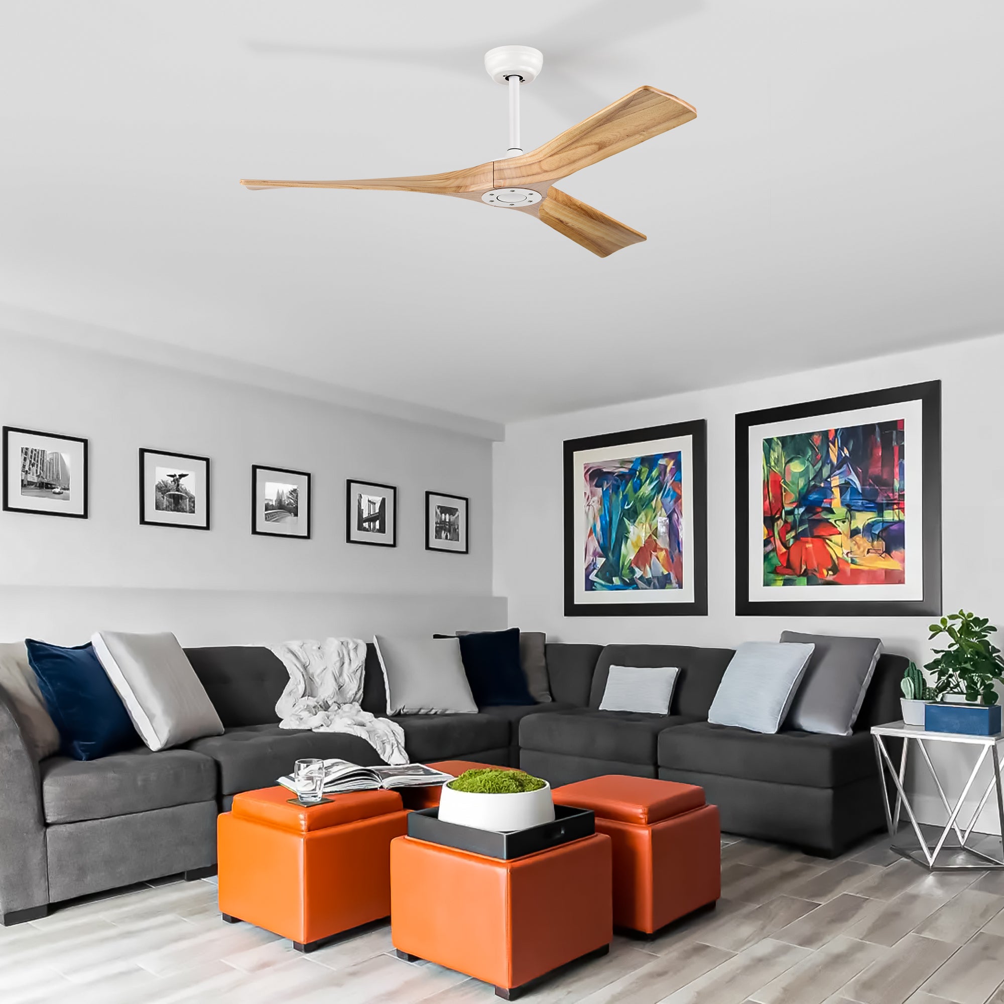 52 in. Modern 3-Blade Indoor Ceiling Fan with Quiet Reversible DC Motor for Bedroom or Living Room