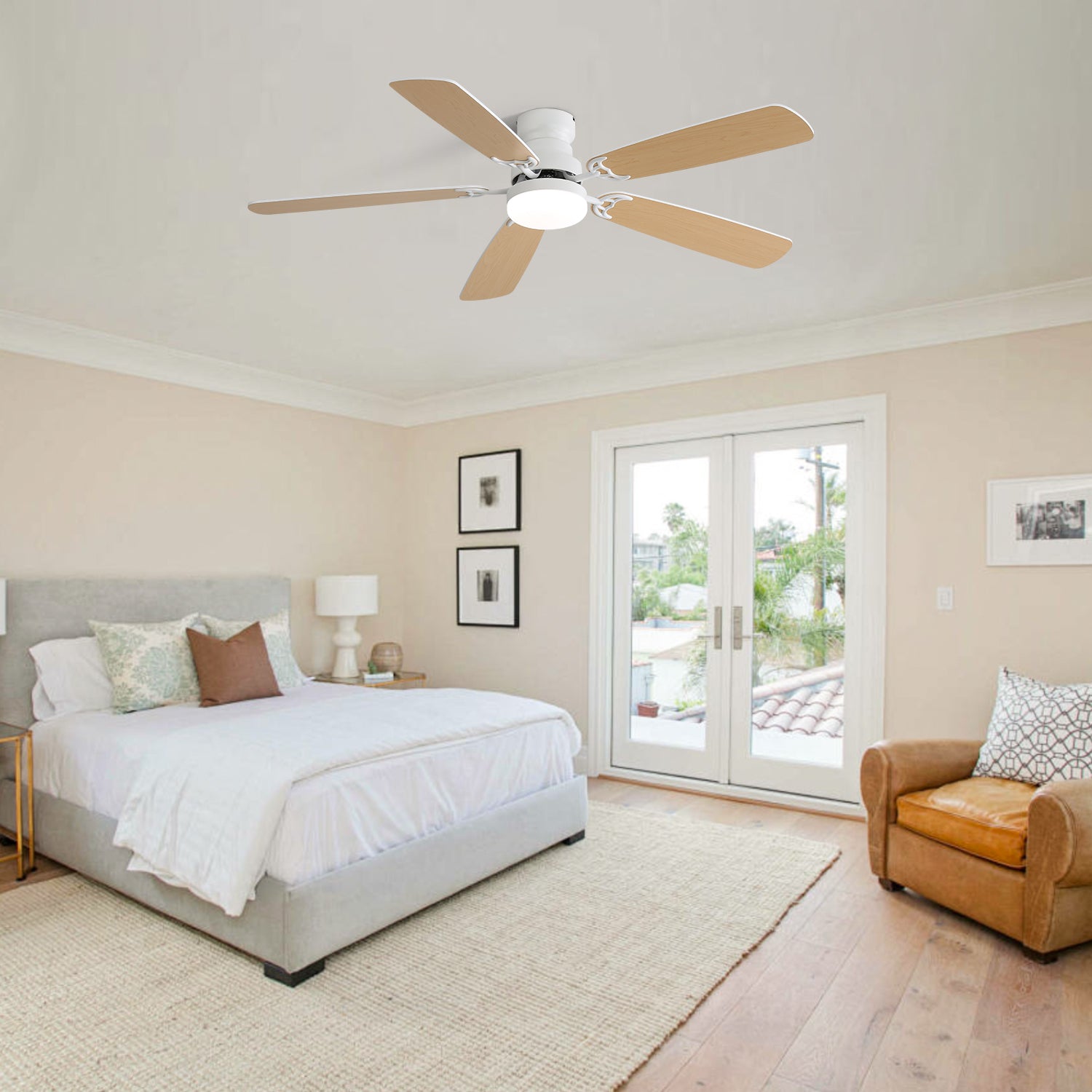52 in. Indoor Reversible AC Motor Crystal Chandelier Ceiling Fan with Light and Remote Control