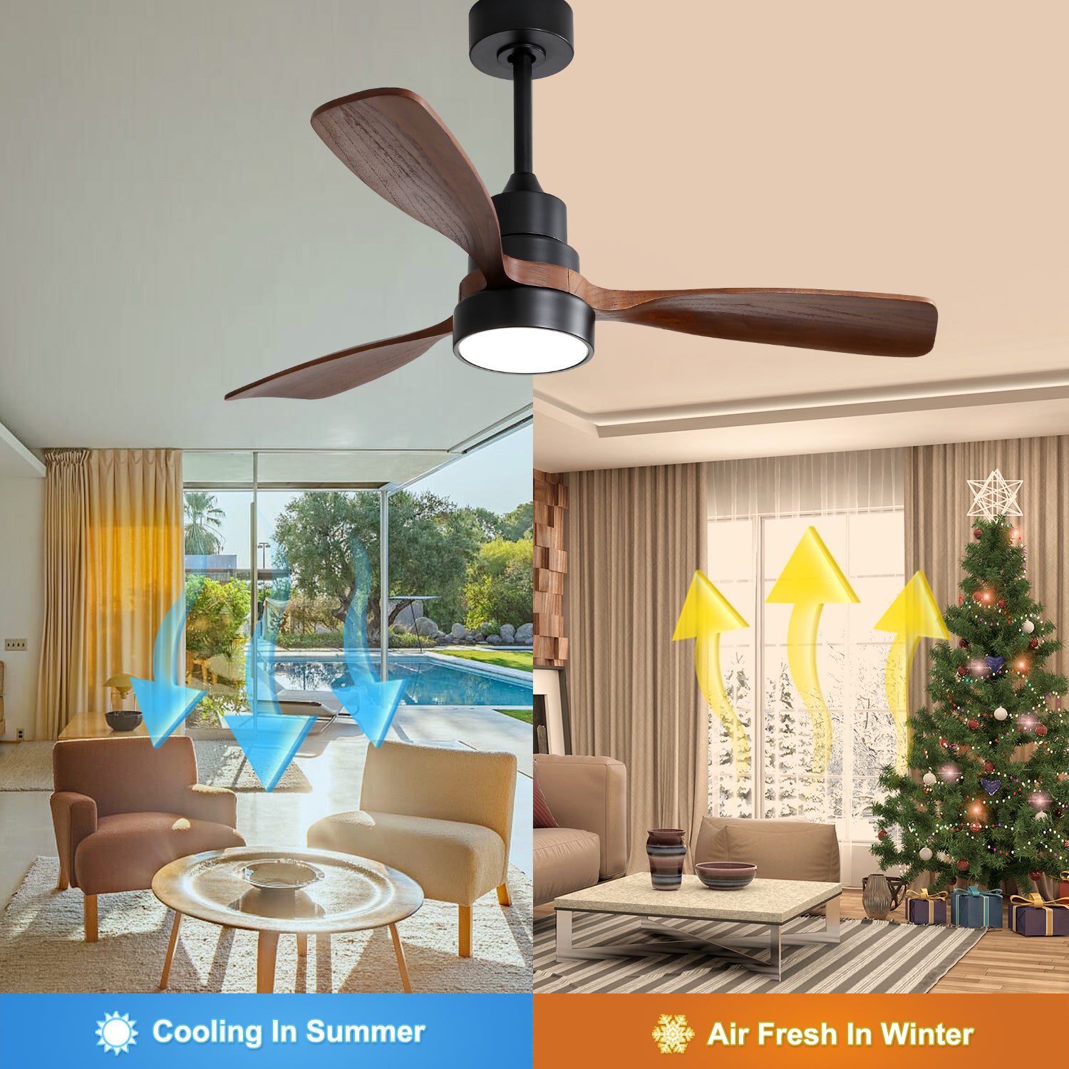 52 in. 5-Blade Indoor Farmhouse Ceiling Fan with Remote Control