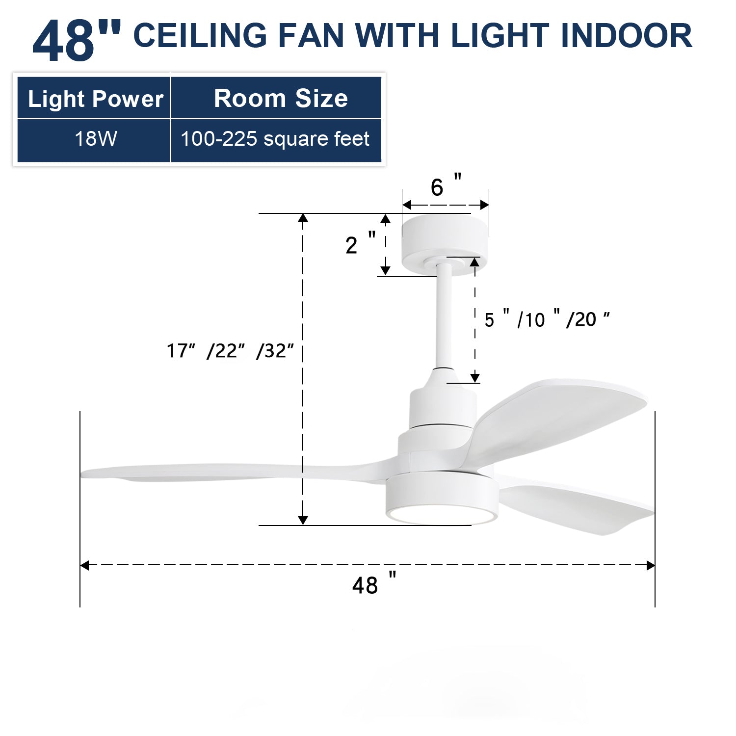 52 in. 5-Blade Indoor Farmhouse Ceiling Fan with Remote Control