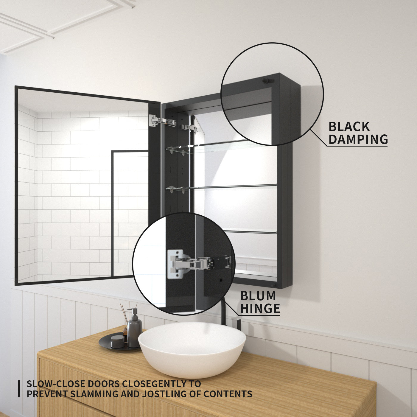 TaiMei 23 in. x 30 in. Frameless Recessed or Surface-Mount Beveled Single Mirror Bathroom Medicine Cabinet