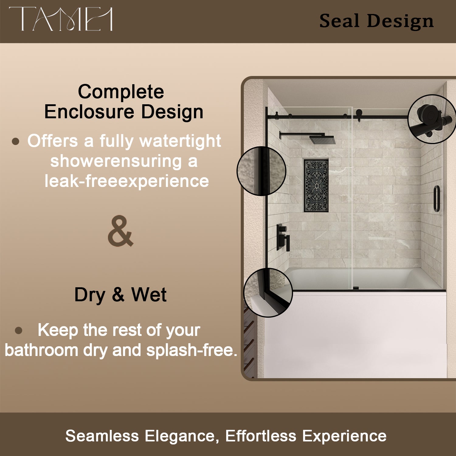 TaiMei 60 in. W x 60 in. H Sliding Semi Frameless Shower Door