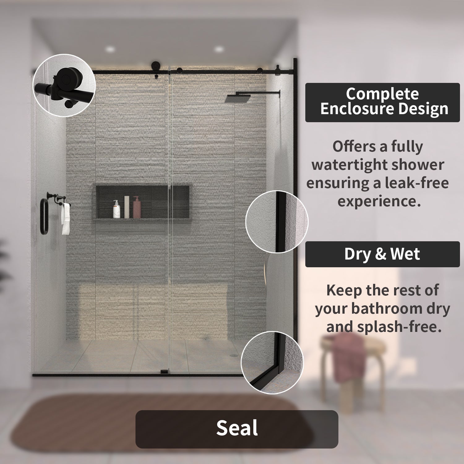 TaiMei 60 in. W x 76 in. H Sliding Semi-Frameless Shower Door with Clear Glass