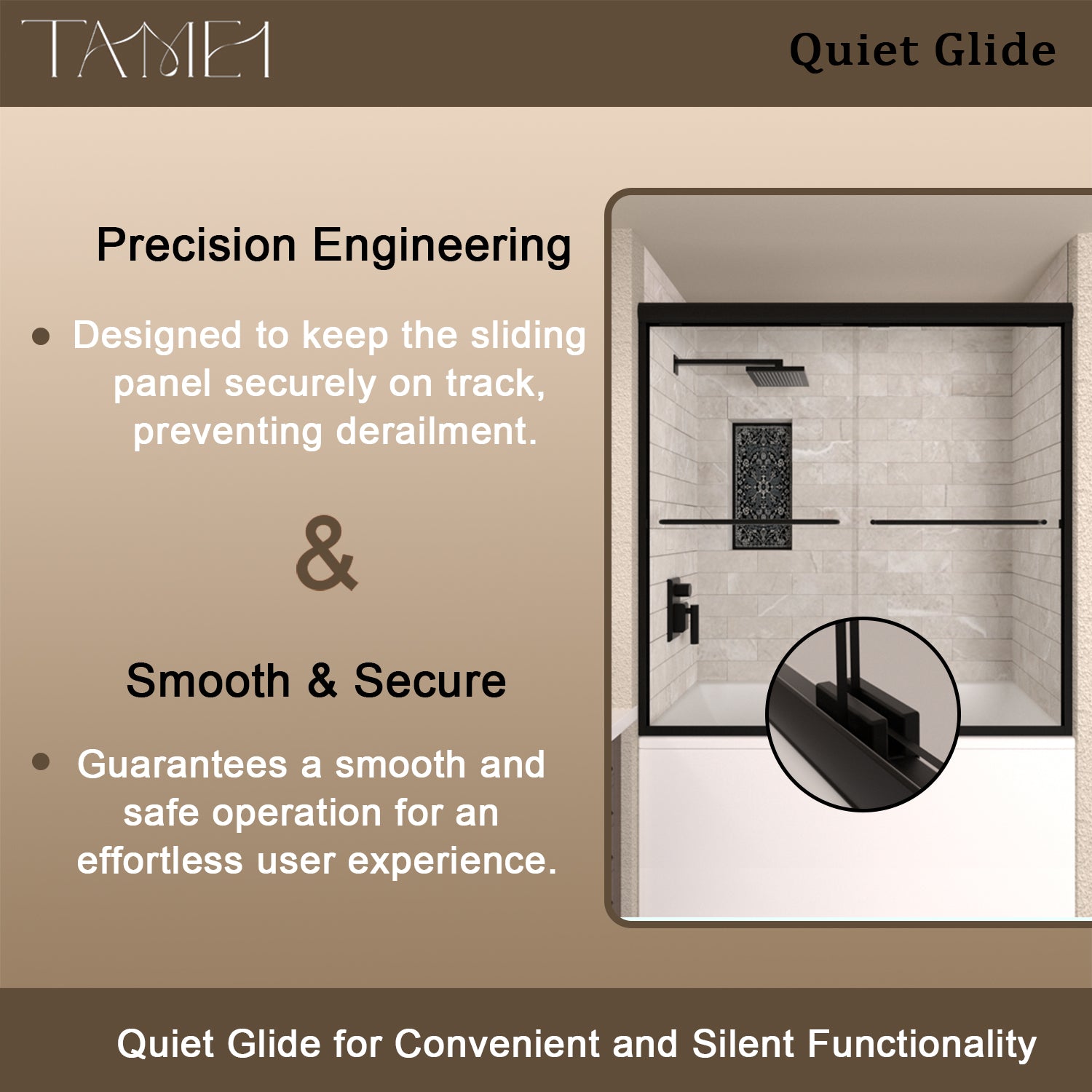 TaiMei 56 in. W x 60 in. H Sliding Semi Frameless Tub/Shower Door with Clear Glass and Handles