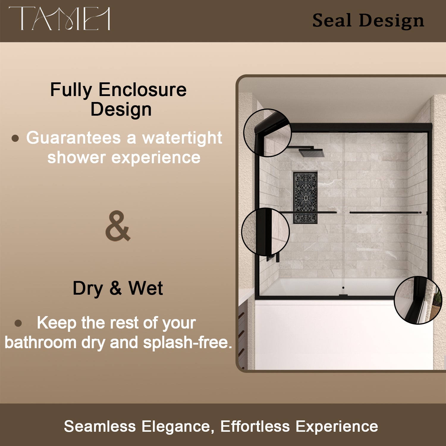 TaiMei 56 in. W x 60 in. H Sliding Semi Frameless Tub/Shower Door with Clear Glass and Handles