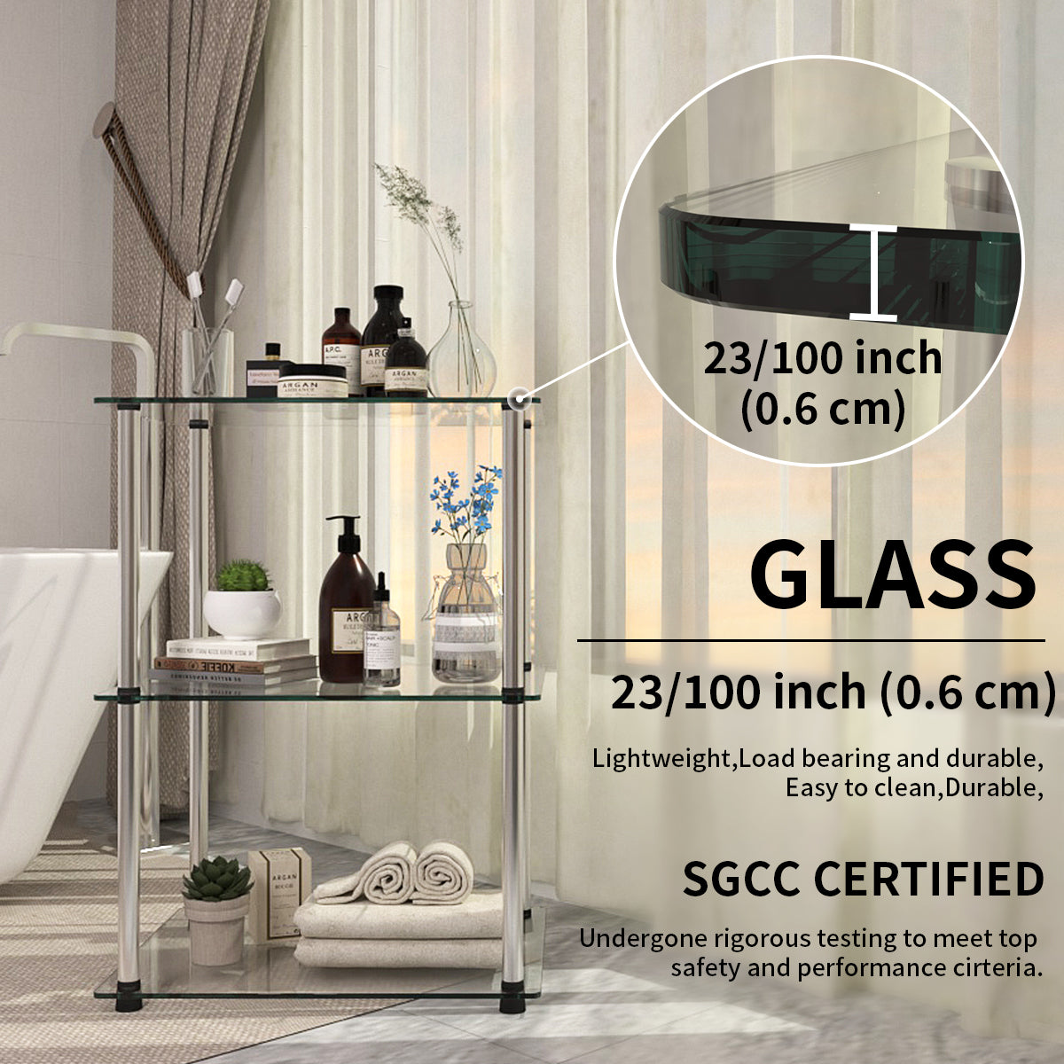 Modern Minimalist Bathroom Glass Shelf - Stylish Multi-Functional Storage Rack