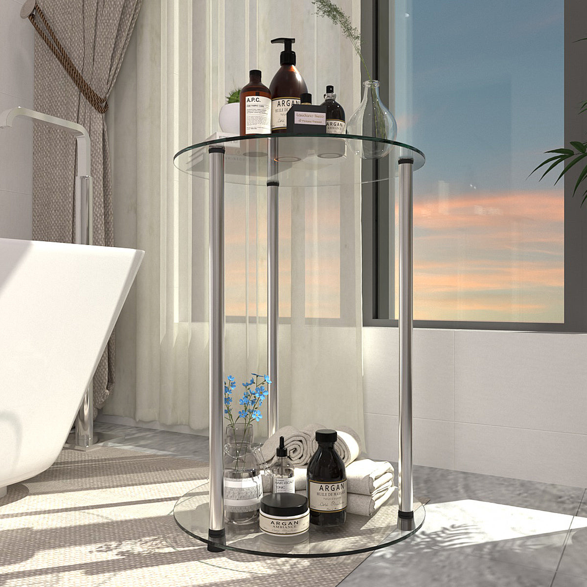 Modern Minimalist Bathroom Glass Shelf - Stylish Multi-Functional Storage Rack