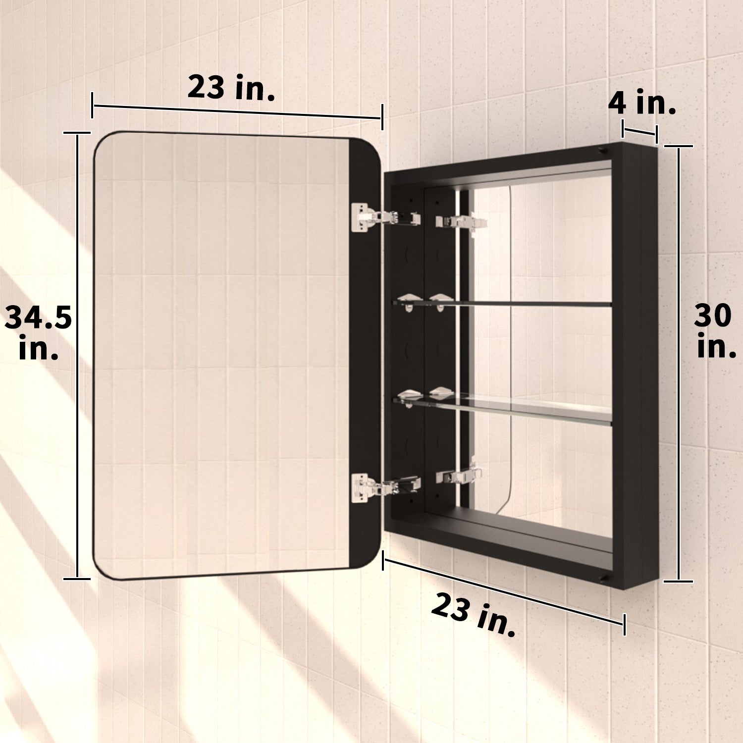 TaiMei  multiple sizes Framed Recessed or Surface-Mount Rectangular Aluminum Medicine Cabinet with Mirror