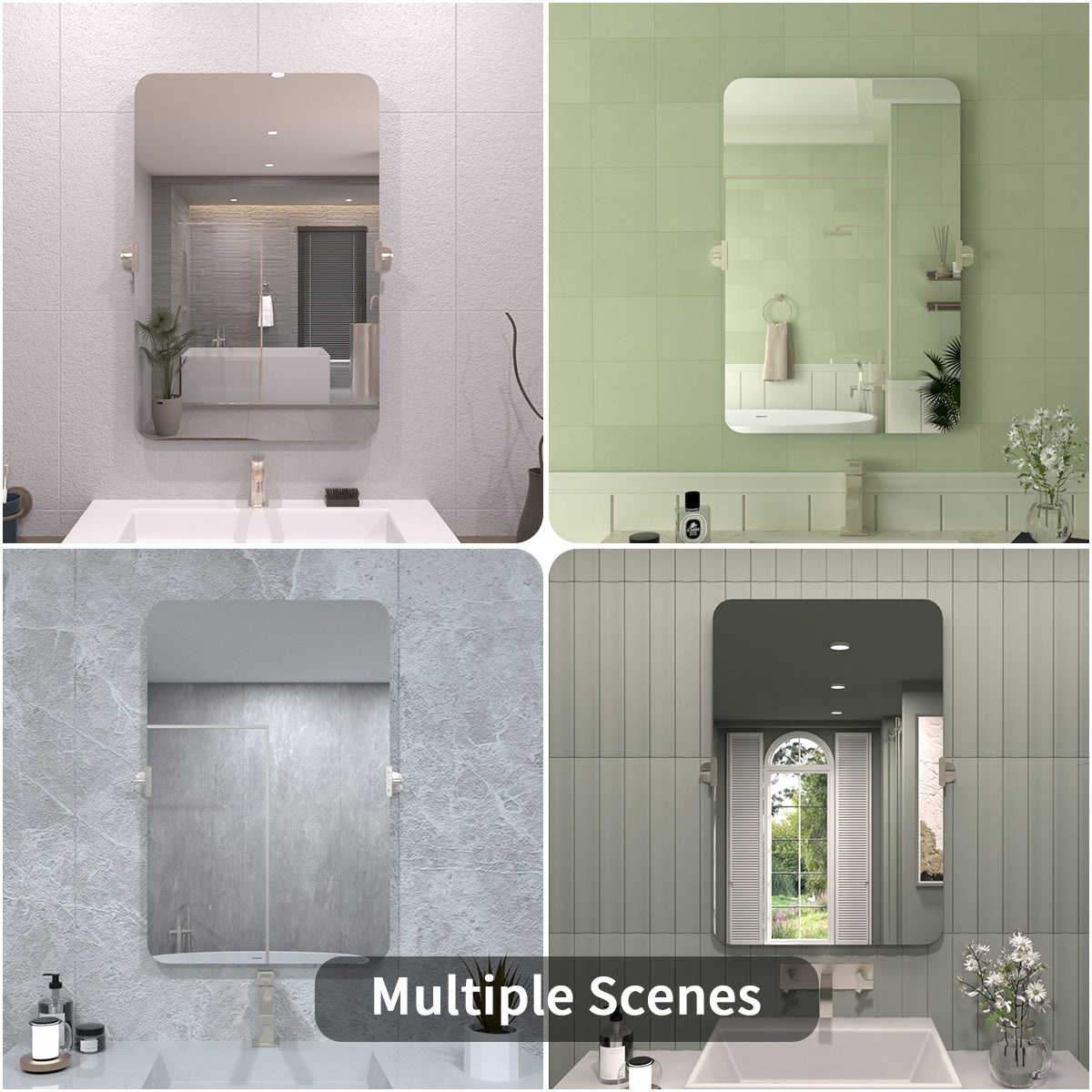 Taimei 24 in. H x 36 in. W Rectangular Framed Tilt Wall Mount Bathroom Vanity Mirror