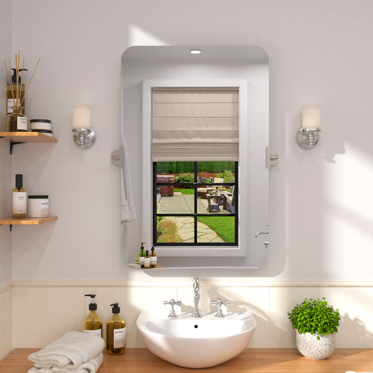 Tydex 24 in. H x 36 in. W Rectangular Framed Tilt Wall Mount Bathroom Vanity Mirror