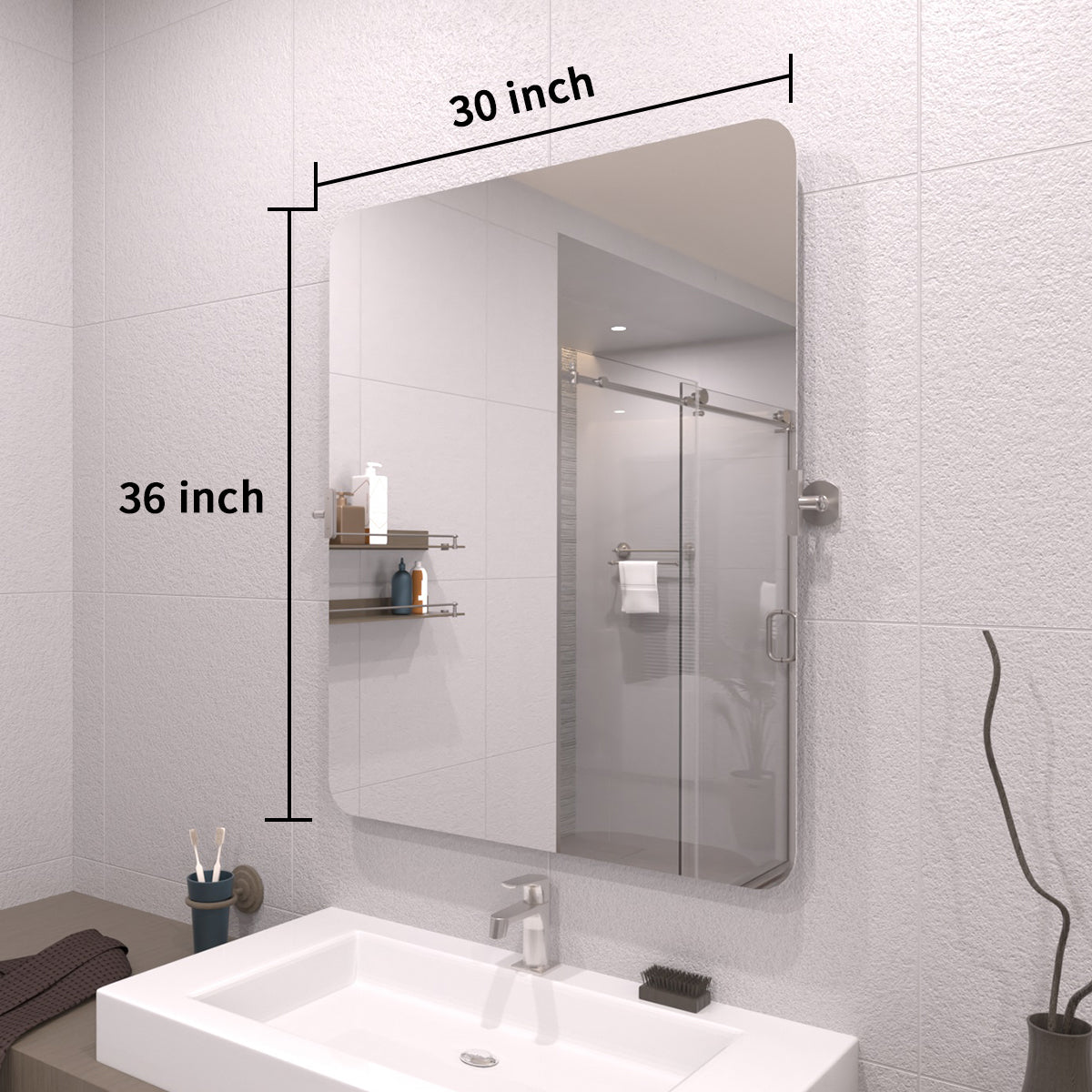 Taimei 30 in. H x 36 in. W Rectangular Framed Tilt Wall Mount Bathroom Vanity Mirror