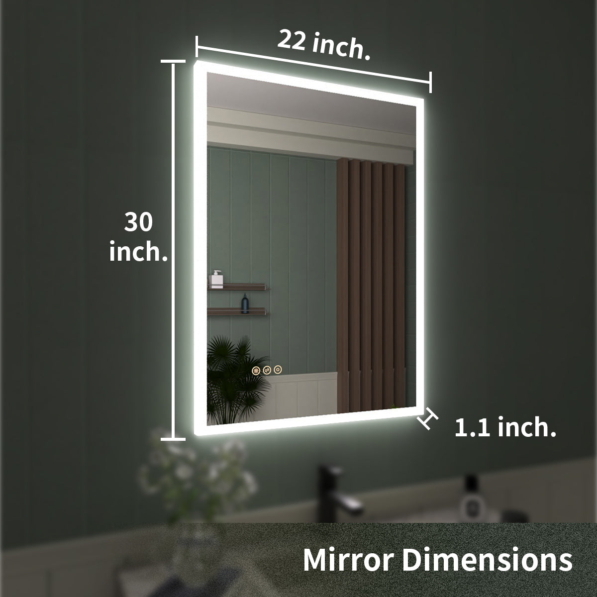 Tydex Rectangular Frameless LED Wall Bathroom Vanity Mirror with Polished Crystal Finish