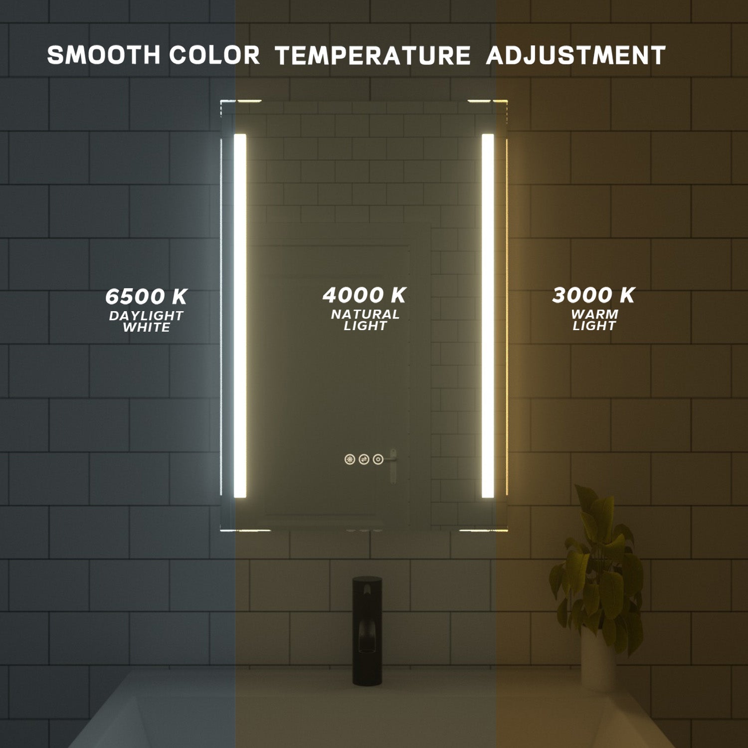 TaiMei LED Bathroom Vanity Mirror Anti-Fog Brightness Adjustable High-Definition ETL Certified