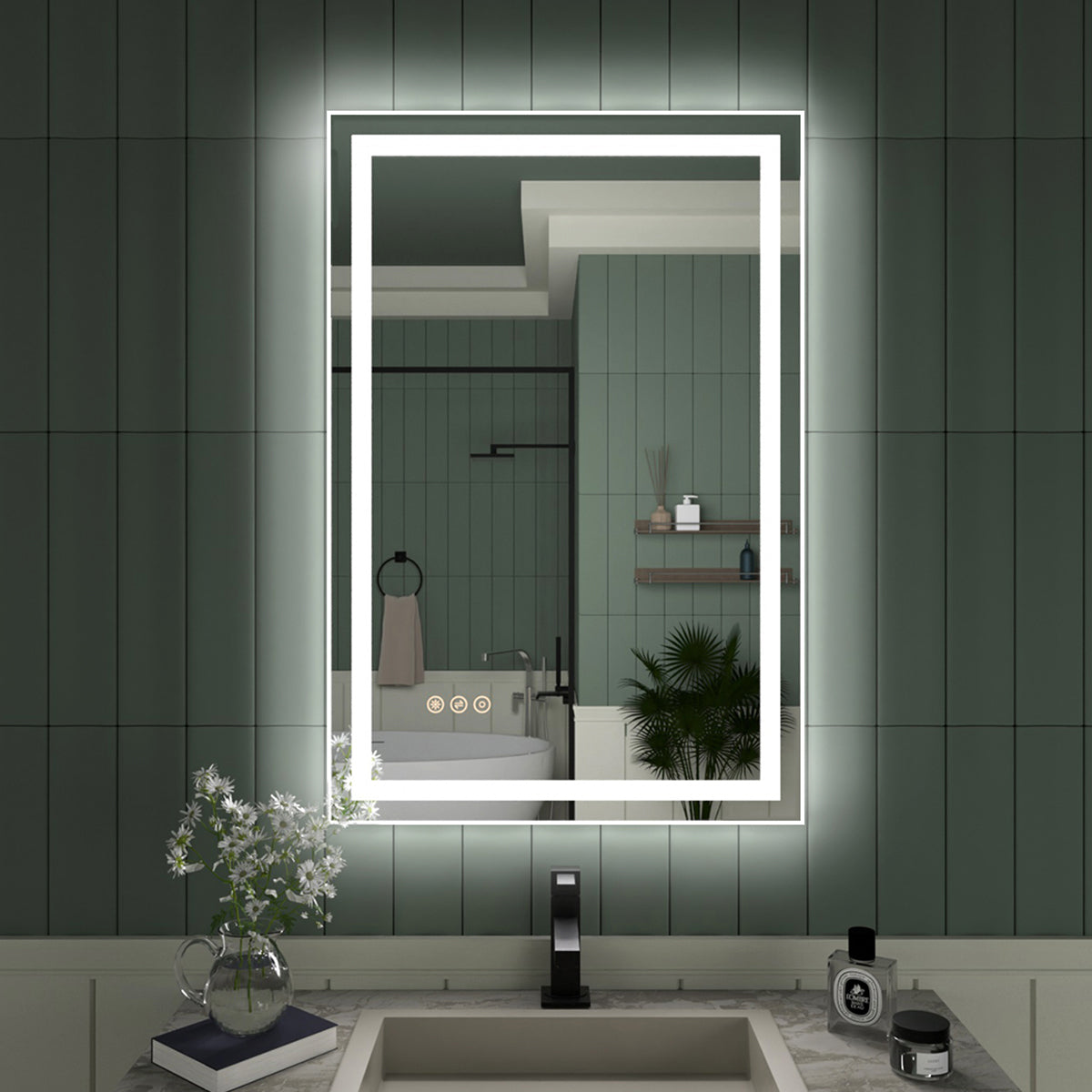 Taimei MD04SF Frameless  LED Single Bathroom Vanity Mirror in Polished Crystal