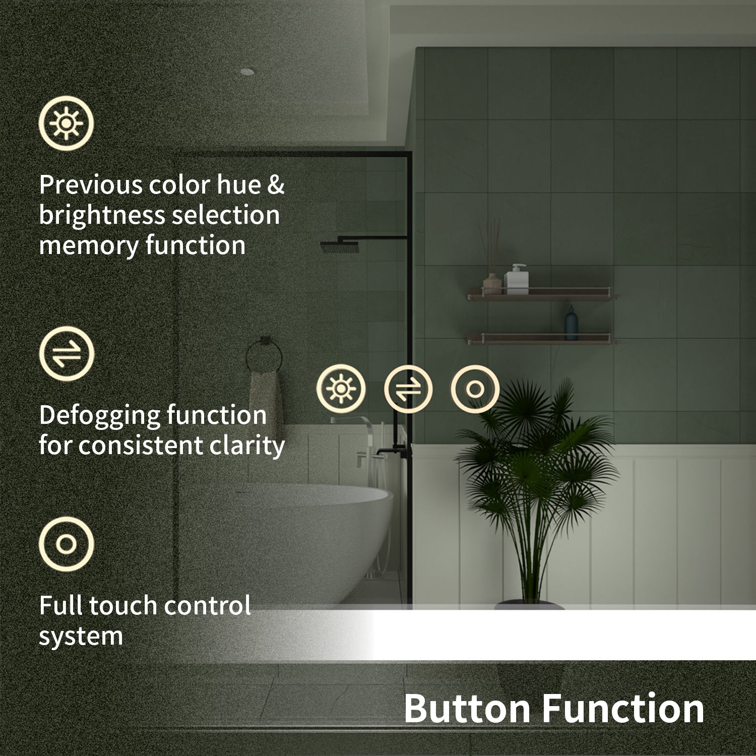 TaiMei LED Bathroom Vanity Mirror Anti-Fog Brightness Adjustable High-Definition ETL Certified