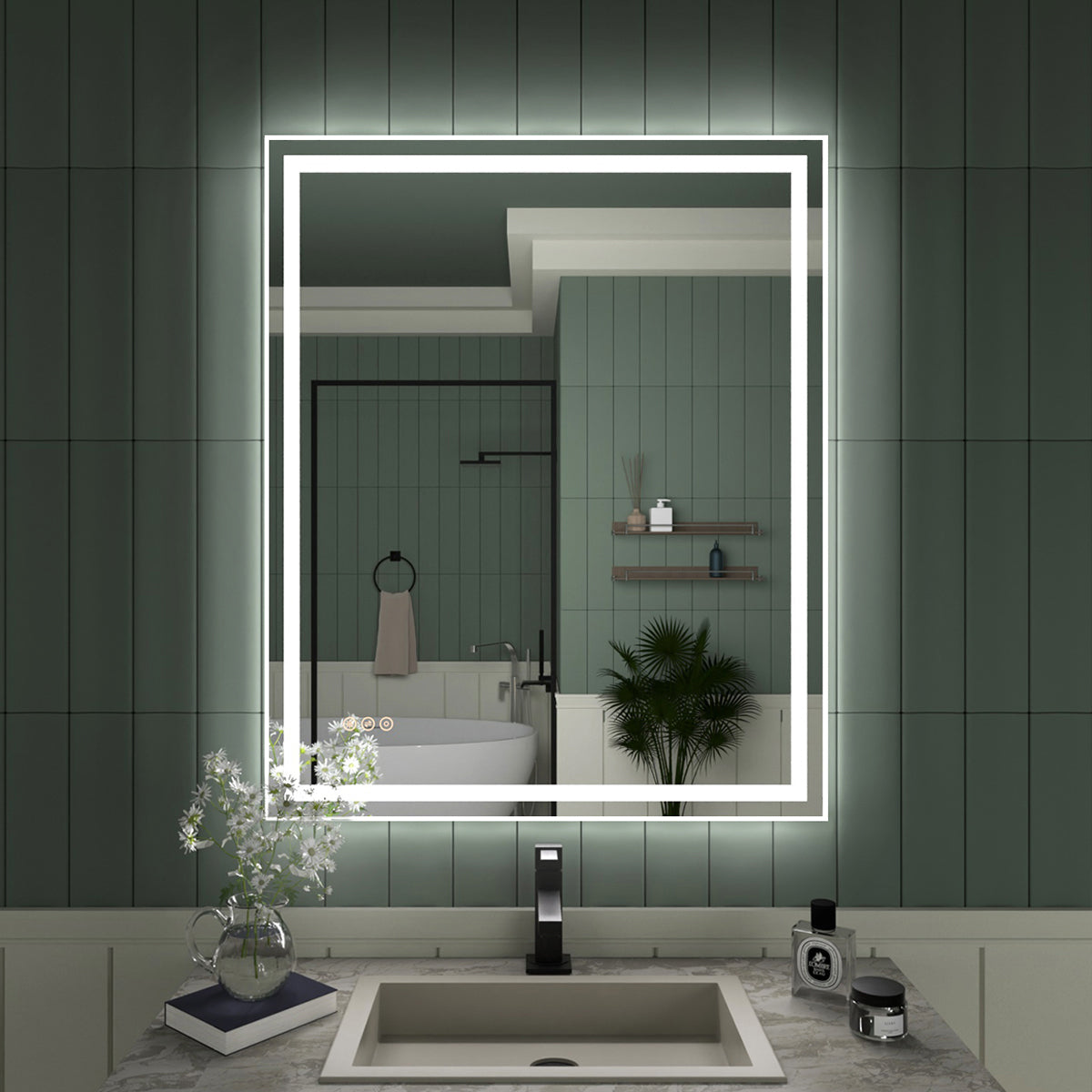 Taimei MD04SF Frameless  LED Single Bathroom Vanity Mirror in Polished Crystal