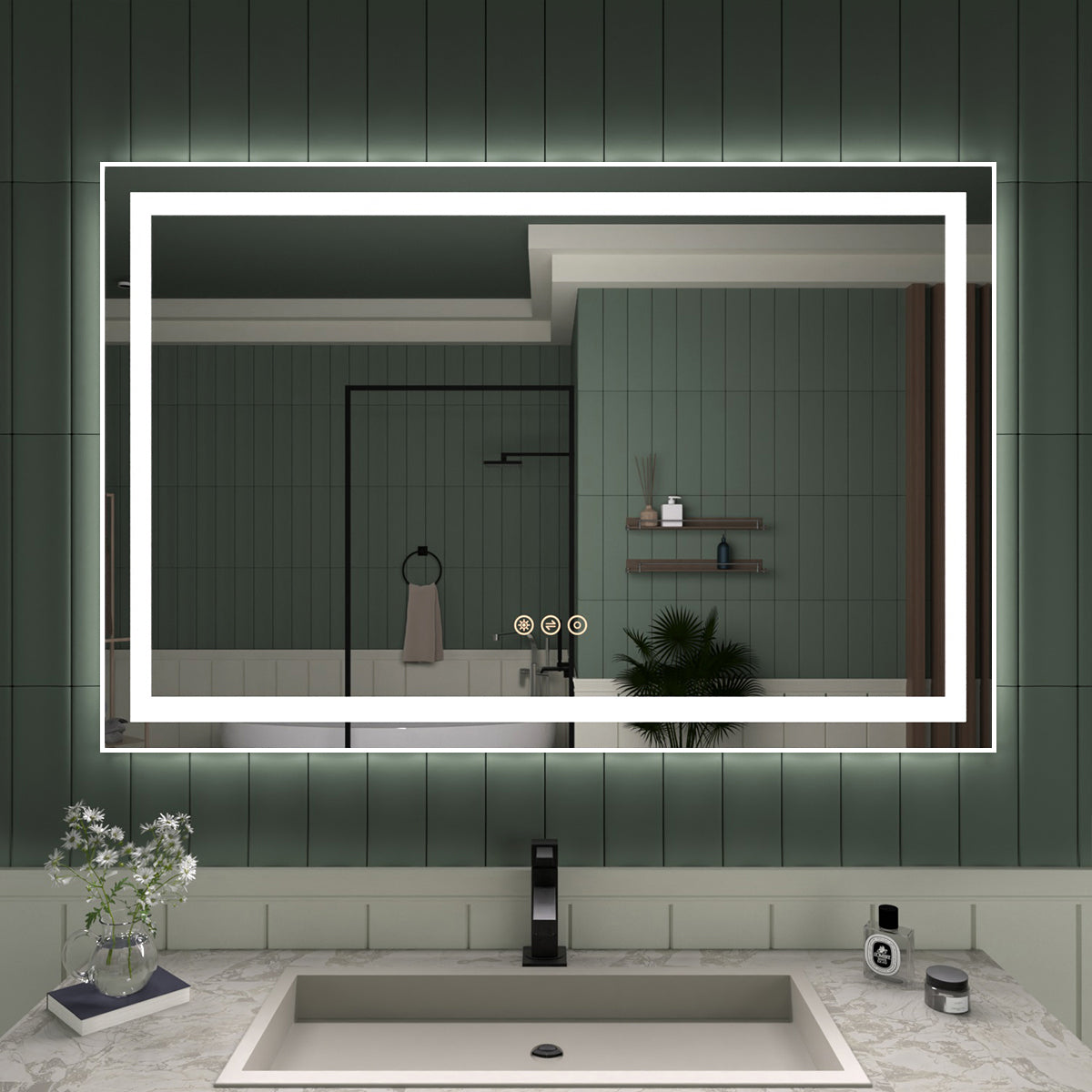 Taimei MD04SF Frameless  LED Single Bathroom Vanity Mirror in Polished Crystal