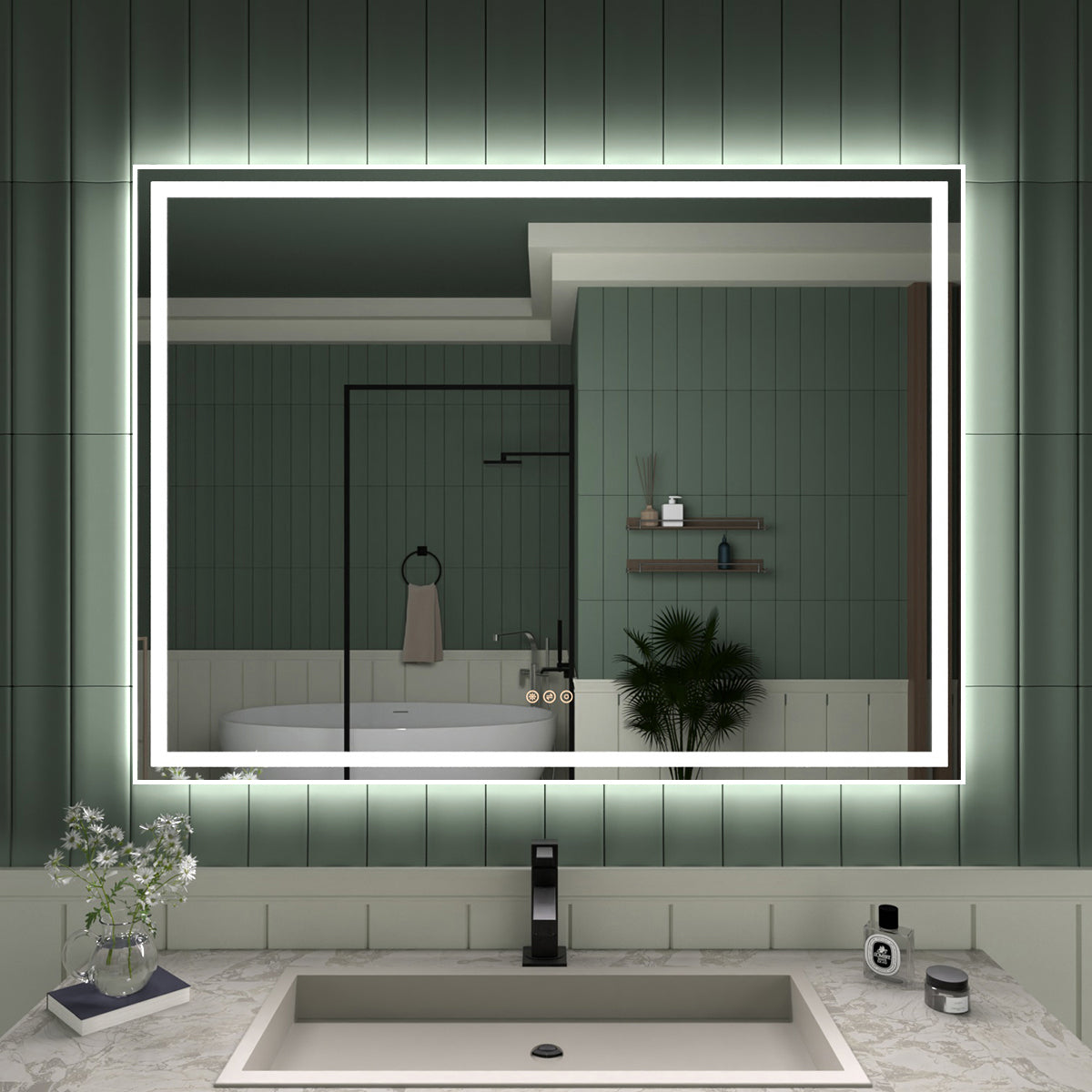 Taimei MD04SF Frameless  LED Single Bathroom Vanity Mirror in Polished Crystal