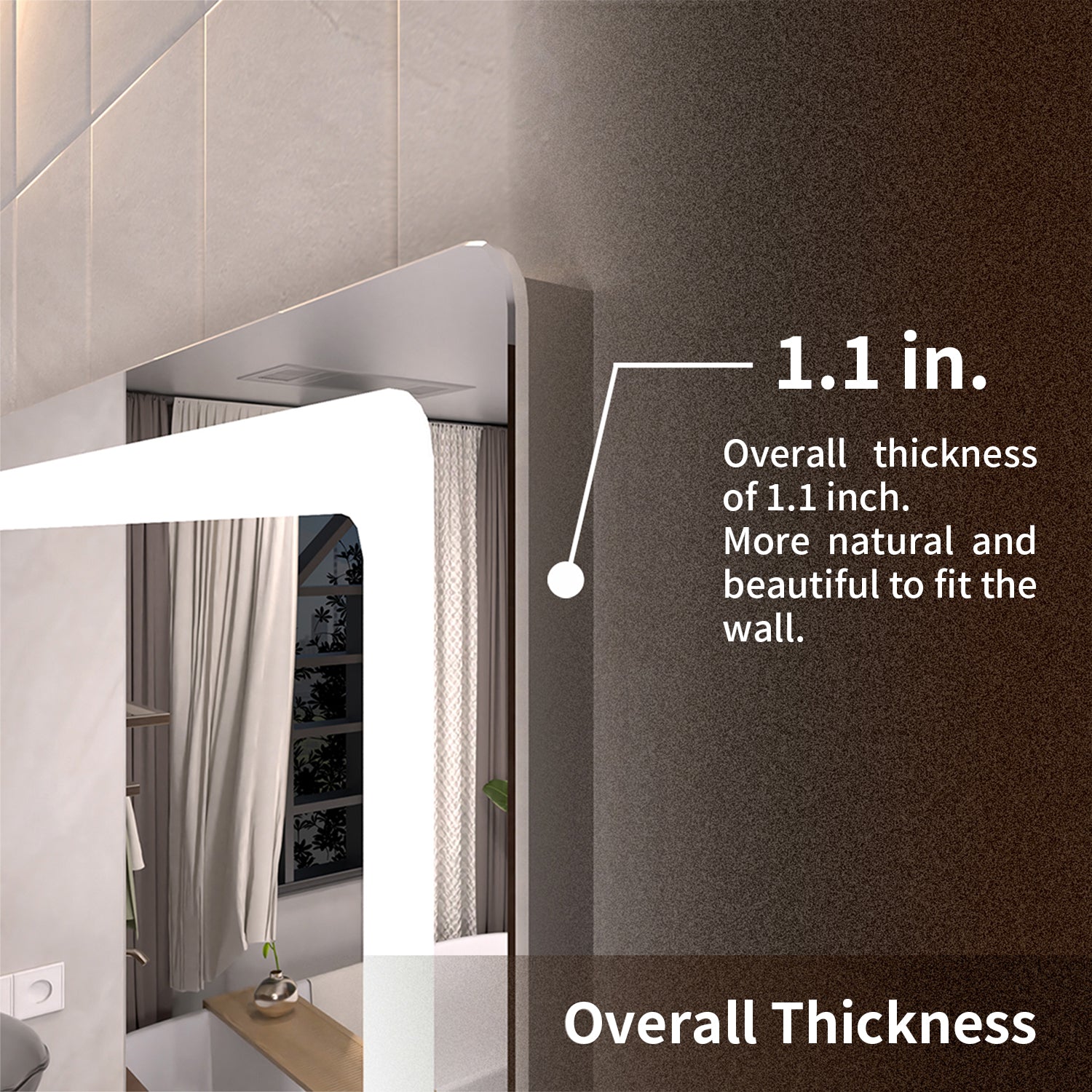 TaiMei LED Bathroom Vanity Mirror Round Corner Anti-Fog Brightness Adjustable High-Definition ETL Certified