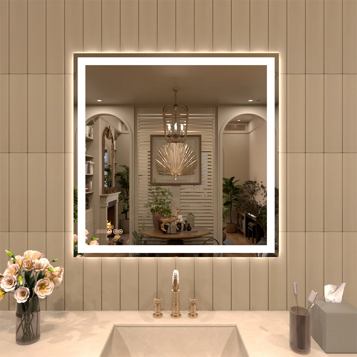 TaiMei LED Bathroom Vanity Mirror Anti-Fog Brightness Adjustable High-Definition ETL Certified