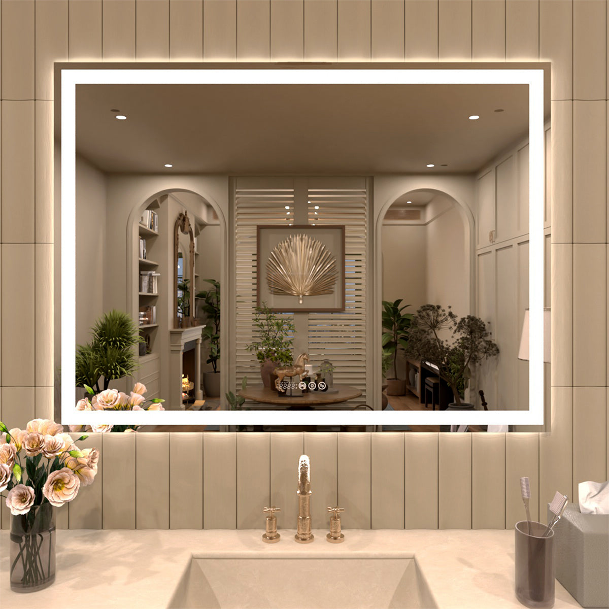 TaiMei LED Bathroom Vanity Mirror Anti-Fog Brightness Adjustable High-Definition ETL Certified