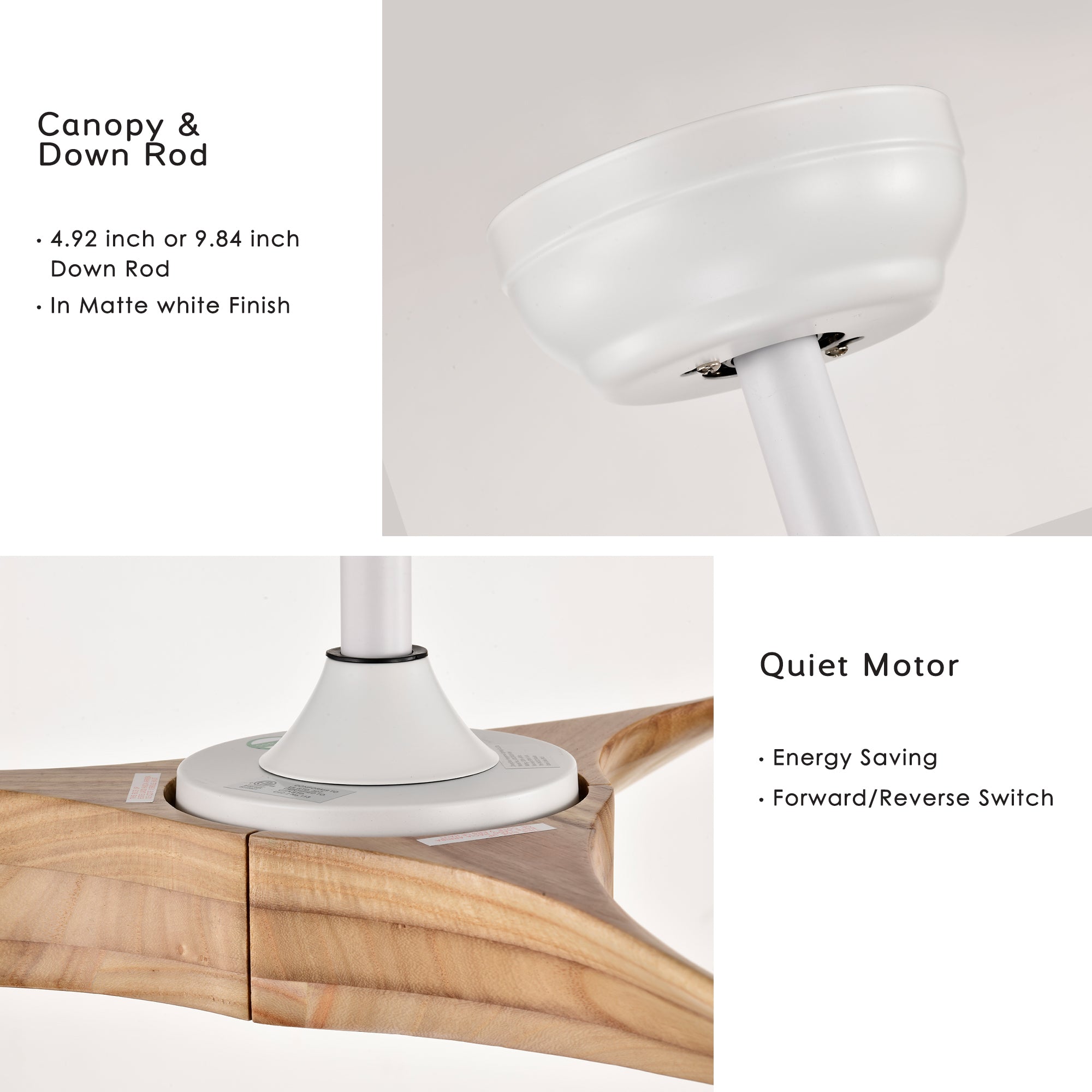 52 in. Modern 3-Blade Indoor Ceiling Fan with Quiet Reversible DC Motor for Bedroom or Living Room