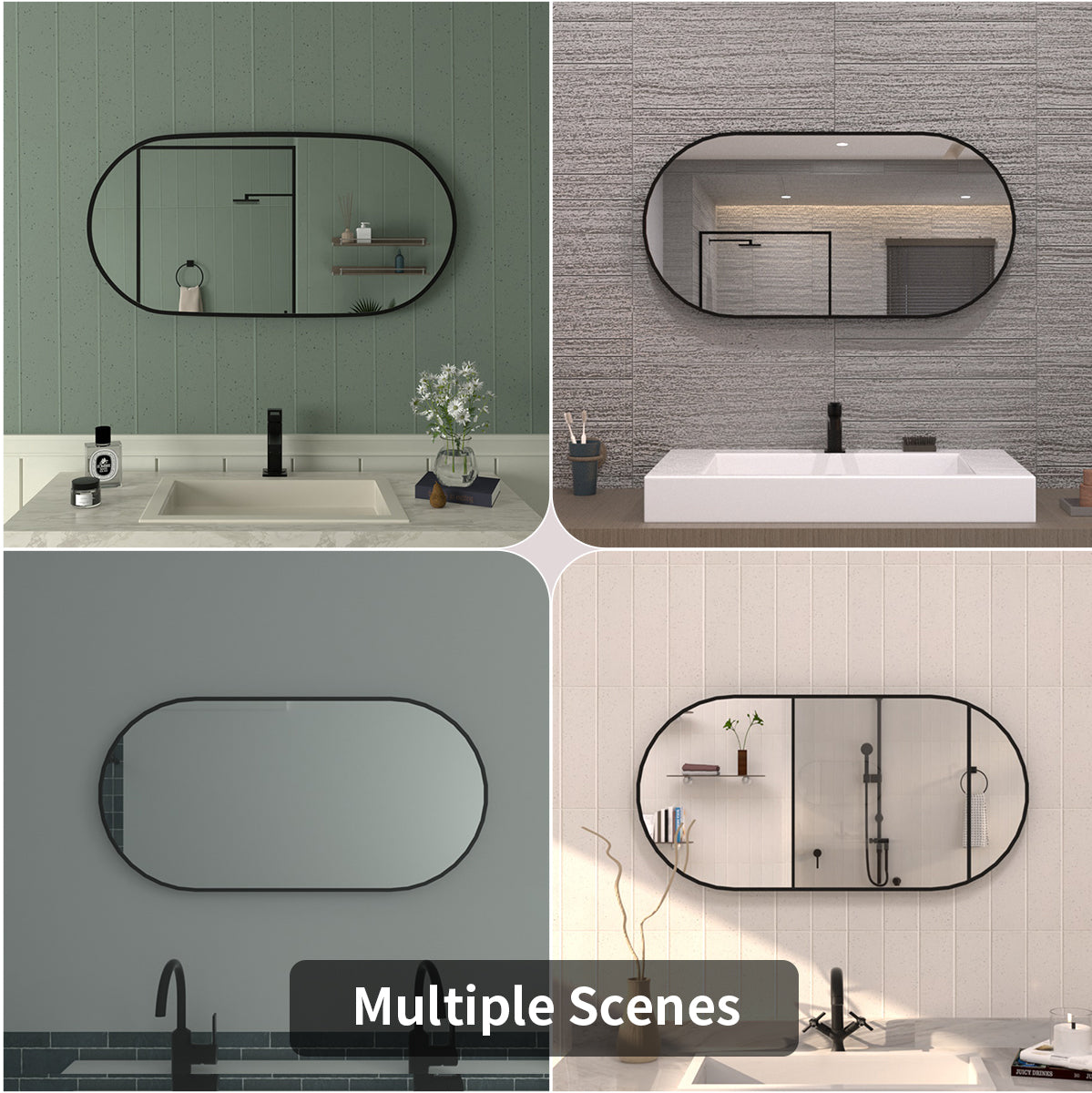 Tydex 18 in. W x 36 in. H Oval Framed Wall Bathroom Vanity Mirror