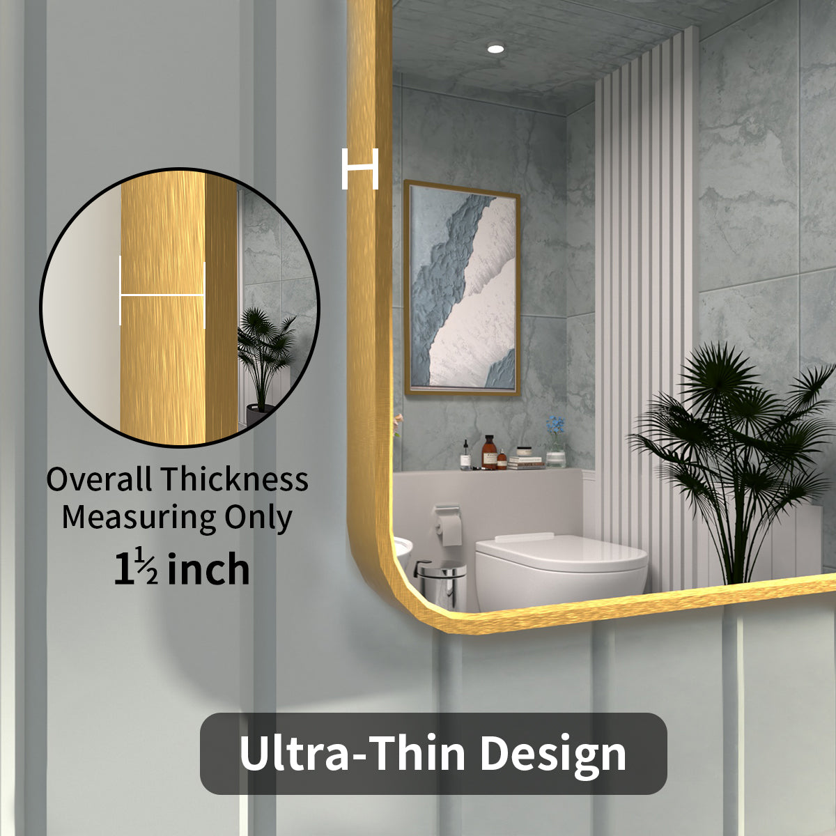 FMNP Taimei 42 in. W x 36 in. H Rectangular Framed Wall Bathroom Vanity Mirror