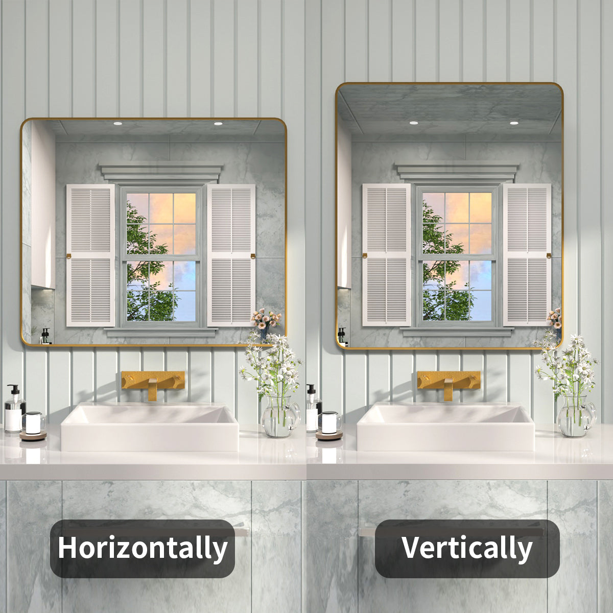 FMNP Taimei 42 in. W x 36 in. H Rectangular Framed Wall Bathroom Vanity Mirror
