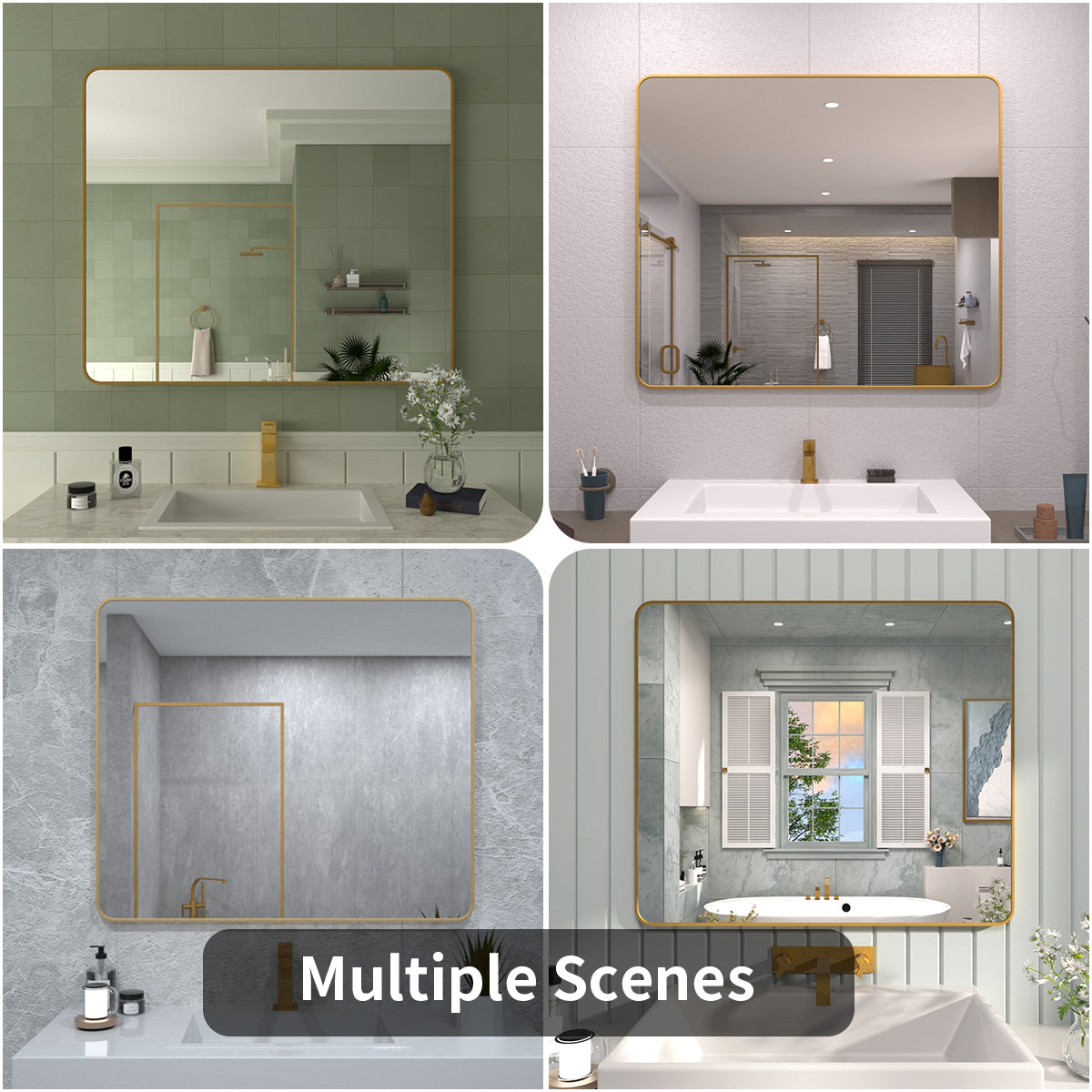 FMNP Taimei 42 in. W x 36 in. H Rectangular Framed Wall Bathroom Vanity Mirror