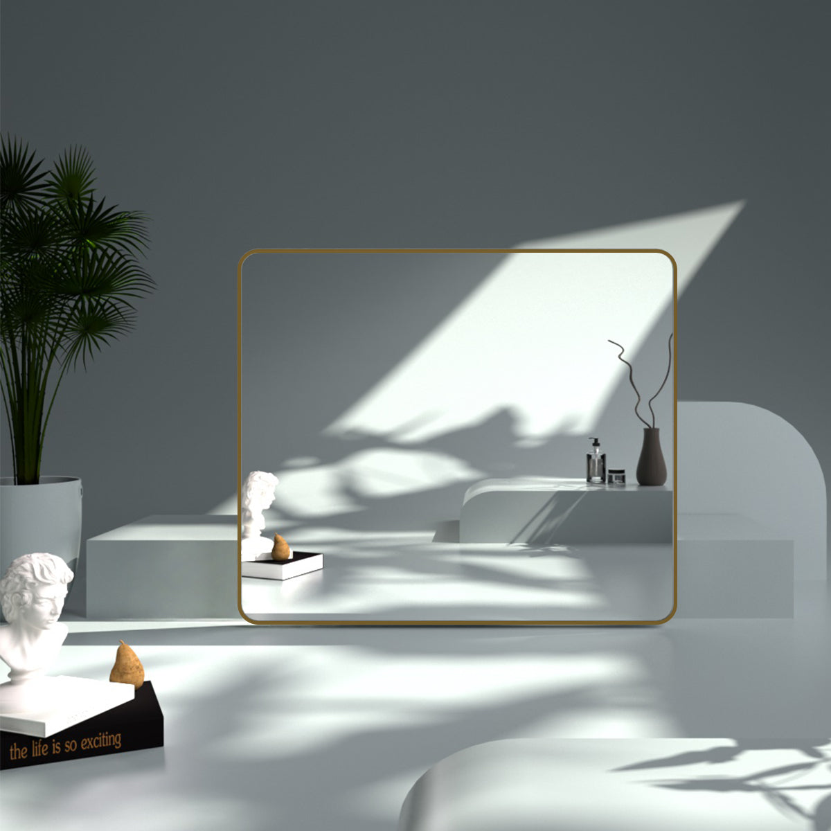 FMNP Taimei 42 in. W x 36 in. H Rectangular Framed Wall Bathroom Vanity Mirror