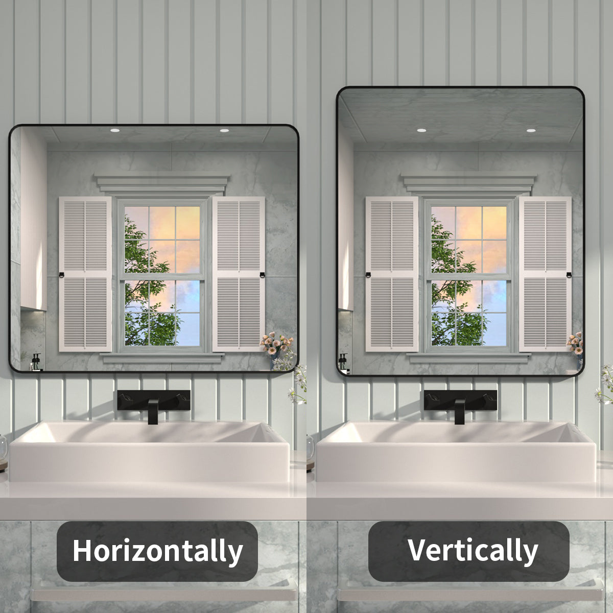 FMNP Taimei 42 in. W x 36 in. H Rectangular Framed Wall Bathroom Vanity Mirror