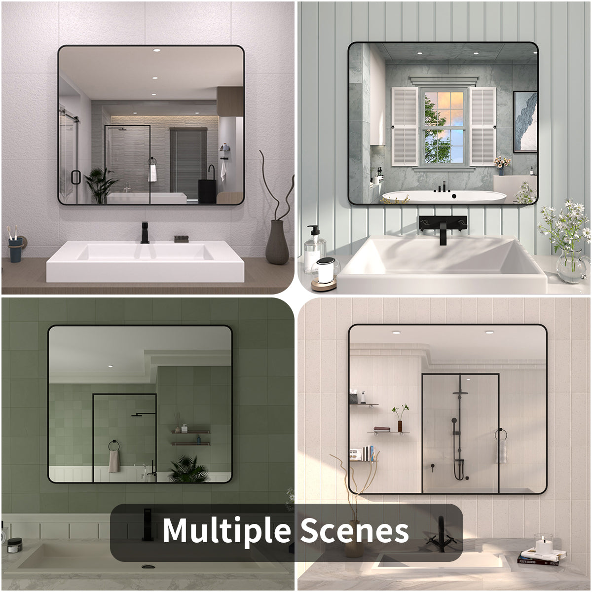 FMNP Taimei 42 in. W x 36 in. H Rectangular Framed Wall Bathroom Vanity Mirror